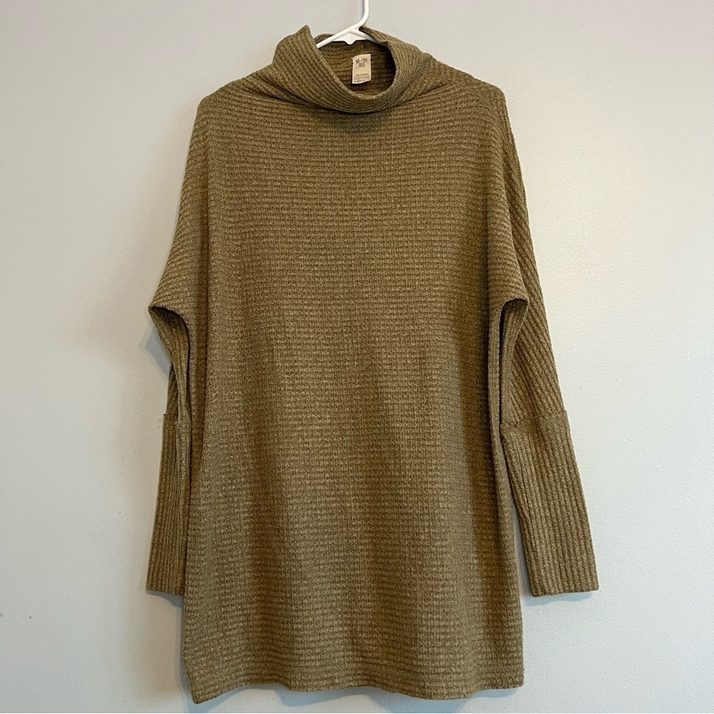 We The Free People XS Kitty Thermal Army Green Oversized Pullover Sweater casual - Picture 4 of 11